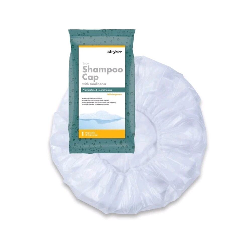 Lot of 4 - Stryker 7909 Sage Shampoo Cap with Conditioner Rinse Free Disposable